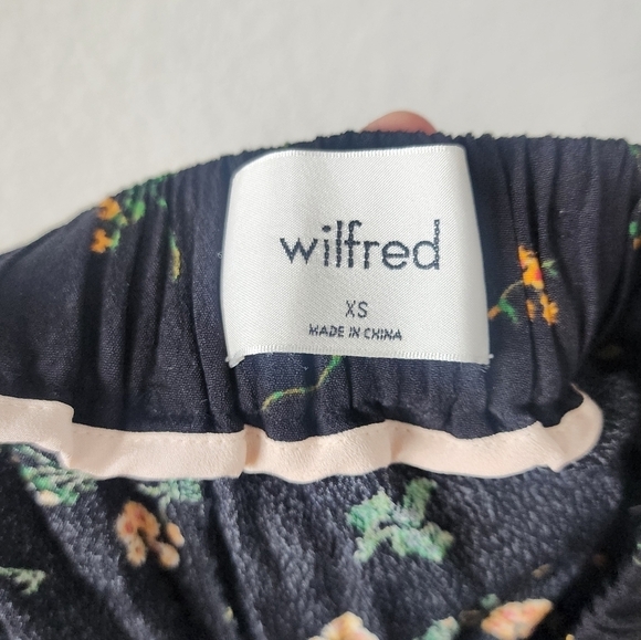 Aritzia Wilfred Yellow Floral Black Wide Leg Belted Rayon Crop Pants Boho XS - Picture 12 of 12